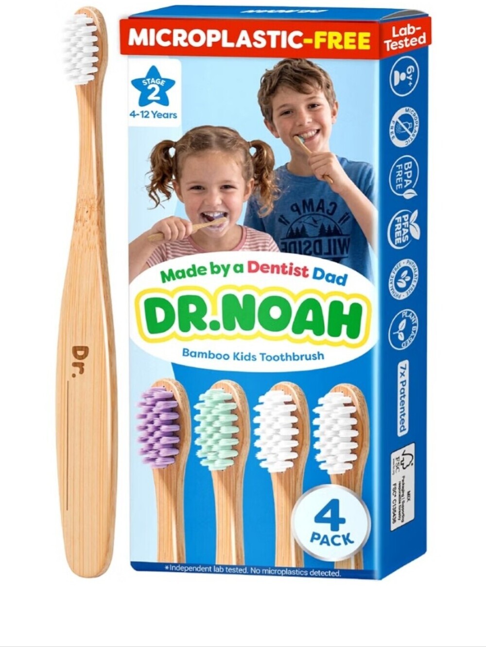 Microplastic-Free Bamboo Kids Toothbrush